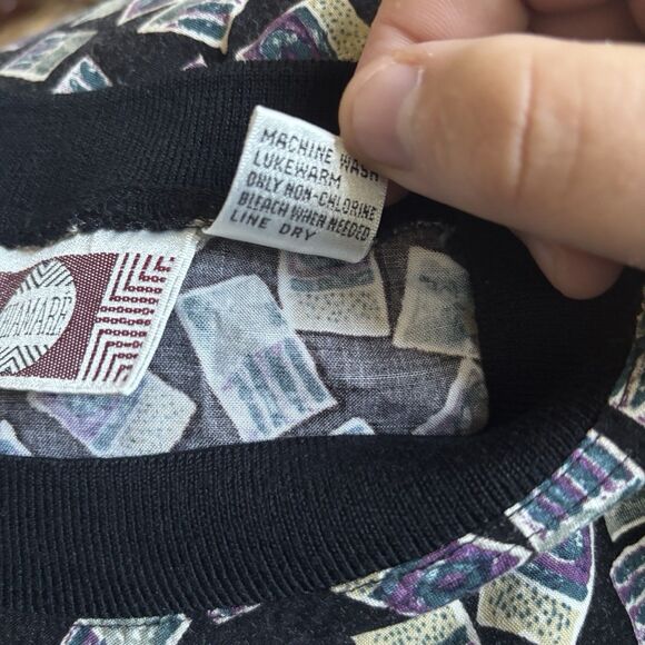 Vintage Retro Mens Shirt Passport Graphic Size Large Tropical Travel Comfort 90s - Picture 12 of 12